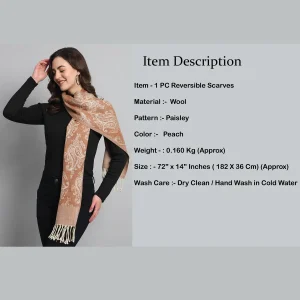 Women's Peach Paisley Wool Scarves - Image 8