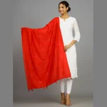 Women's Red Chanderi Silk Chunni - Image 2