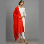 Women's Red Chanderi Silk Chunni