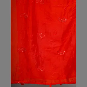 Women's Red Chanderi Silk Chunni - Image 5