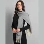 Womens Scarf, Wool Dupatta, Grey Muffler, Ikat Scarves - Image 3