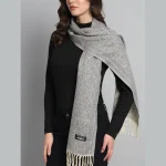 Womens Scarf, Wool Dupatta, Grey Muffler, Ikat Scarves - Image 4