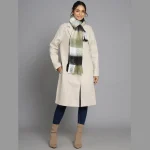 Women's Winter Oversized Olive Green Check Scarf - Image 3