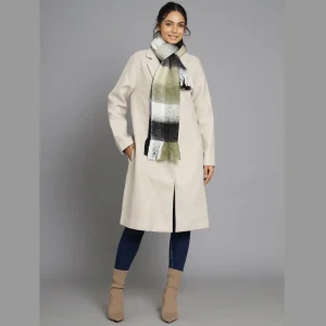 Women's Winter Oversized Olive Green Check Scarf - Image 3