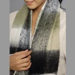 Women's Winter Oversized Olive Green Check Scarf - Image 6