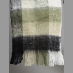 Women's Winter Oversized Olive Green Check Scarf - Image 8
