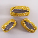 Yellow Ikat Printed Cotton Toiletry Bags For Waterproof - Image 2