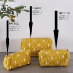 Yellow Ikat Printed Cotton Toiletry Bags For Waterproof - Image 5