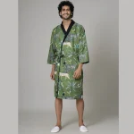 Pure Cotton Sleepwear Kimono Green Forest
