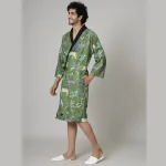 Pure Cotton Sleepwear Kimono Green Forest - Image 3