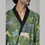 Pure Cotton Sleepwear Kimono Green Forest - Image 4