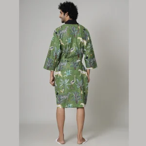 Pure Cotton Sleepwear Kimono Green Forest - Image 6