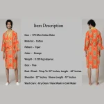 Orange Color Tiger Print Men's Bathrobe - Image 7