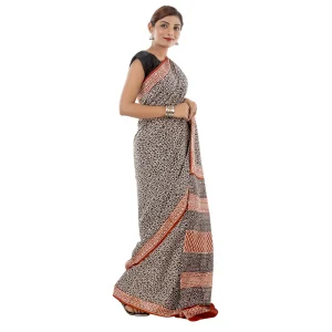 Bagru Print Soft Cotton Women's Saree - Image 3