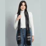 Beautiful Black Ikat Wool Scarf Perfect For Winter Wear