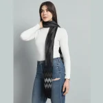 Beautiful Black Ikat Wool Scarf Perfect For Winter Wear - Image 2