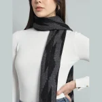 Beautiful Black Ikat Wool Scarf Perfect For Winter Wear - Image 4