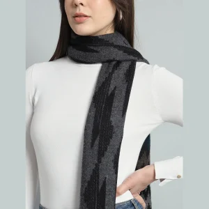 Beautiful Black Ikat Wool Scarf Perfect For Winter Wear - Image 4
