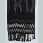 Beautiful Black Ikat Wool Scarf Perfect For Winter Wear - Image 6