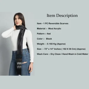 Beautiful Black Ikat Wool Scarf Perfect For Winter Wear - Image 8