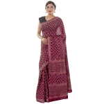Beautiful Maroon Floral Print Cotton Saree