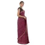 Beautiful Maroon Floral Print Cotton Saree - Image 3