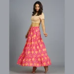 Beautiful Pink Floral Print Cotton Skirt