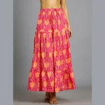 Beautiful Pink Floral Print Cotton Skirt - Image 2