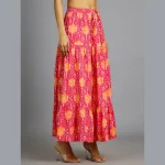 Beautiful Pink Floral Print Cotton Skirt - Image 3
