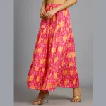 Beautiful Pink Floral Print Cotton Skirt - Image 4