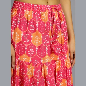 Beautiful Pink Floral Print Cotton Skirt - Image 6