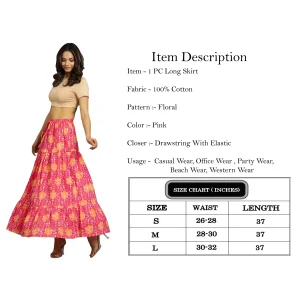 Beautiful Pink Floral Print Cotton Skirt - Image 7