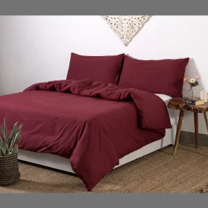 Beautiful Solid Wine Color Quilt Cover With Pillows - Image 6