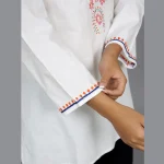 Beautiful White Embroidery Work Cotton Kurti / Top / Tunic - Image 6