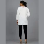 Beautiful White Embroidery Work Cotton Kurti / Top / Tunic - Image 7