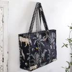 Black Forest Cotton Quilted Tote Bag / Shopping Bag - Image 2
