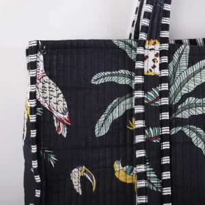 Black Forest Cotton Quilted Tote Bag / Shopping Bag - Image 3