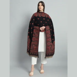 Black & Pink Winter Wrap Pashmina Shawl - Image 5