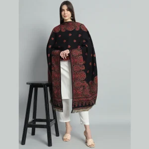 Black & Pink Winter Wrap Pashmina Shawl - Image 6