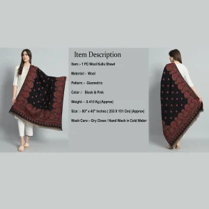 Black & Pink Winter Wrap Pashmina Shawl - Image 9