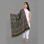 Geometric Reversible Wrap Oversized Green Wool Shawl