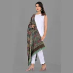 Geometric Reversible Wrap Oversized Green Wool Shawl - Image 2