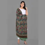 Geometric Reversible Wrap Oversized Green Wool Shawl - Image 4