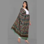Geometric Reversible Wrap Oversized Green Wool Shawl - Image 5