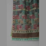 Geometric Reversible Wrap Oversized Green Wool Shawl - Image 7