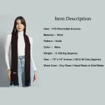 Handmade Reversible Wine Color Wool Scarf - Image 8