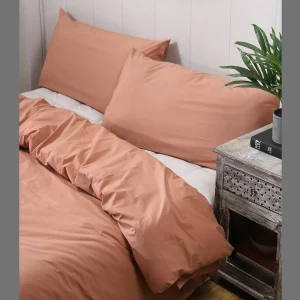 Handmade Solid Terracotta Duvet Cover With Pillow Case - Image 5