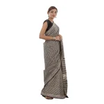 Indian Hand Block Floral Print Cotton Saree - Image 3