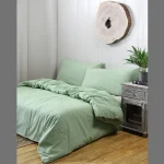 Indian Handmade Sage Green Duvet Cover With Pillow Cover - Image 4