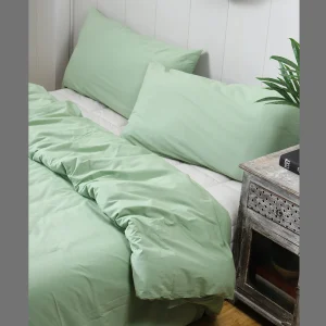 Indian Handmade Sage Green Duvet Cover With Pillow Cover - Image 5
